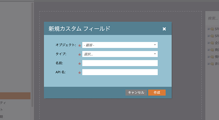 Marketoの新規カスタムフィールド作成画面